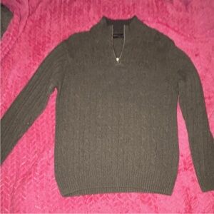 Men's Olive Green Zip-Up Sweater